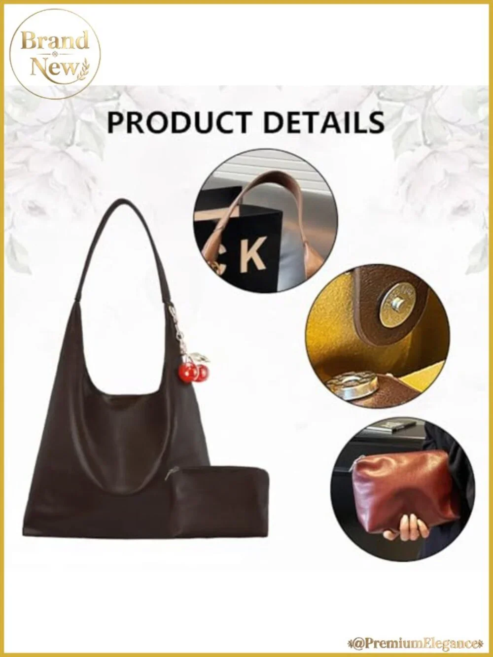 Vegan Hobo Bag Faux Leather Shoulder Purse Slouchy Designer Crossbody Tote for